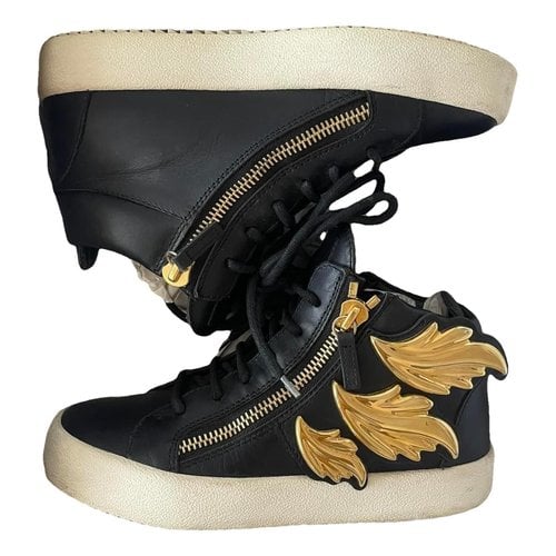 Pre-owned Giuseppe Zanotti Donna Leather Trainers In Black