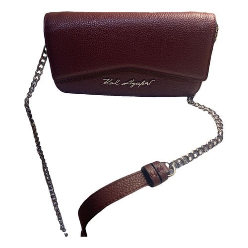 Pre-owned Karl Lagerfeld Leather Clutch Bag In Burgundy