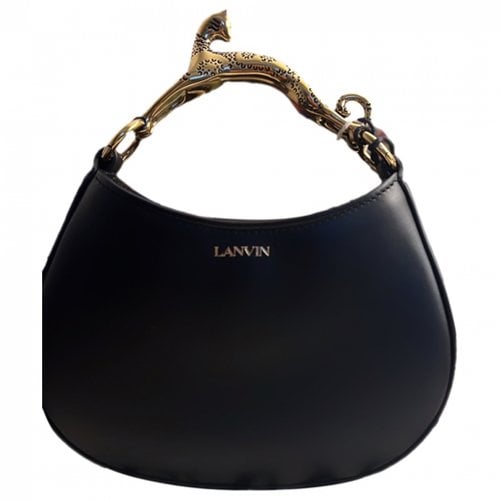 Pre-owned Lanvin Pencil Chat Leather Handbag In Black