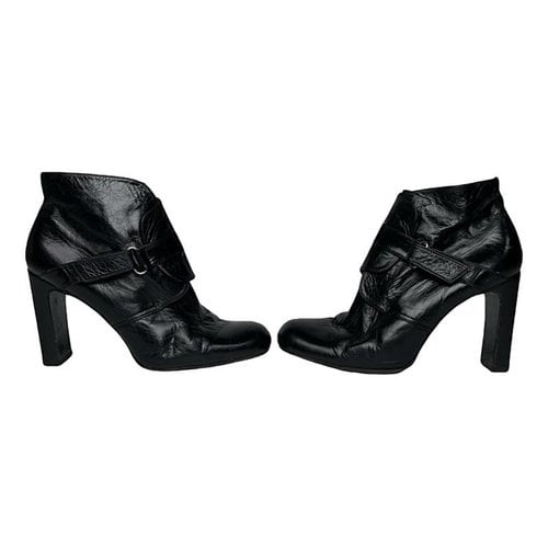 Pre-owned Jil Sander Patent Leather Ankle Boots In Black