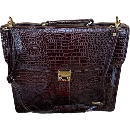 Pre-owned Pierre Cardin Patent Leather Satchel In Brown