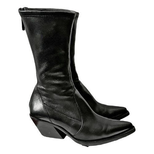 Pre-owned Givenchy Leather Cowboy Boots In Black
