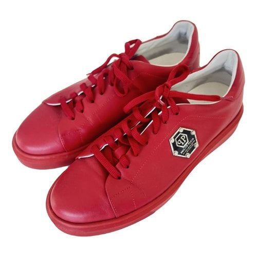 Pre-owned Philipp Plein Leather Trainers In Red