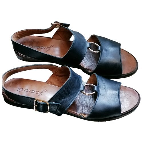 Pre-owned Jacadi Leather Sandals In Navy