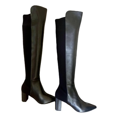 Pre-owned Stuart Weitzman Vegan Leather Boots In Black