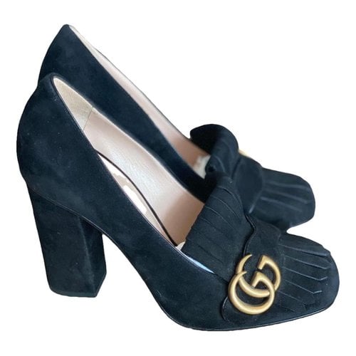 Pre-owned Gucci Marmont Heels In Black