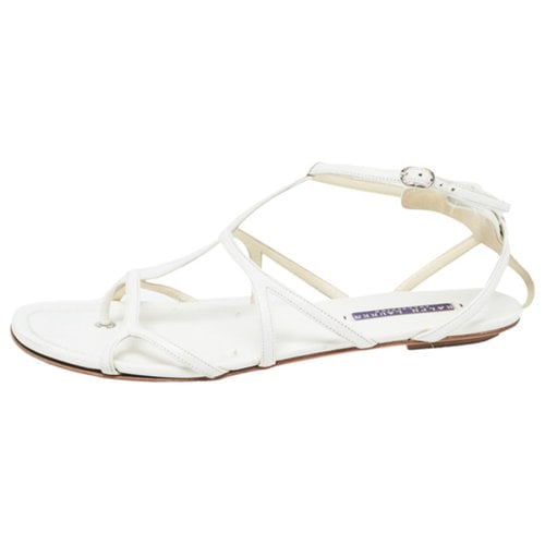 Pre-owned Ralph Lauren Patent Leather Sandal In White