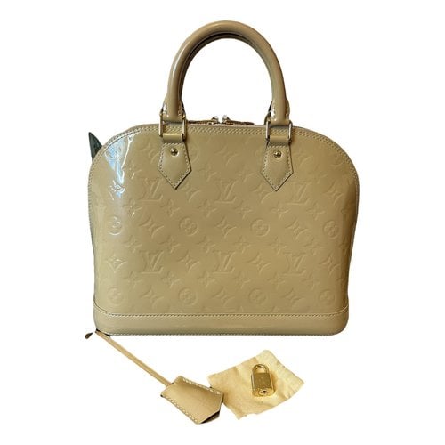 Pre-owned Louis Vuitton Alma Patent Leather Handbag In Beige