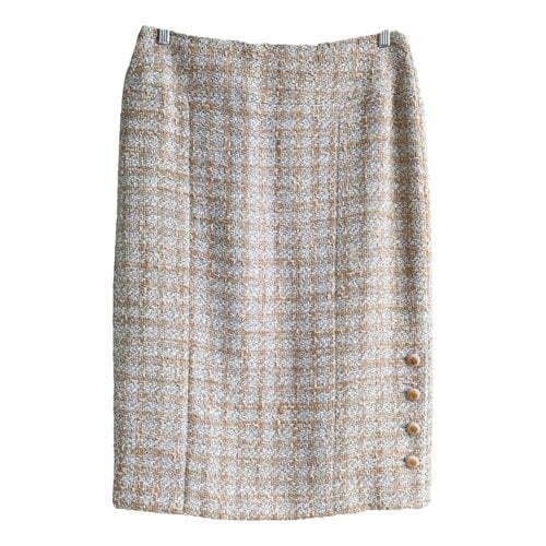 Pre-owned Chanel Wool Mid-length Skirt In Beige