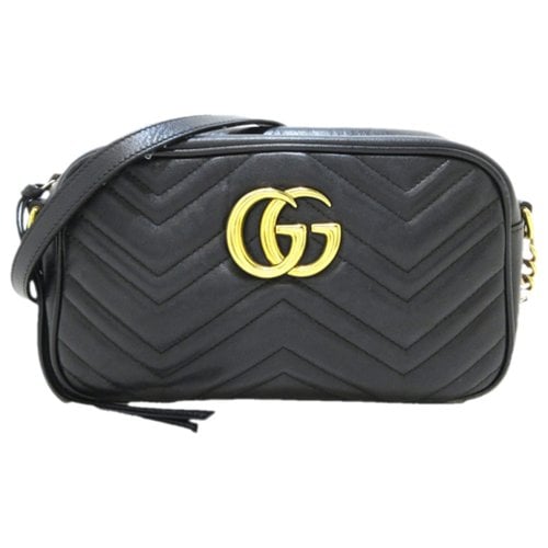 Pre-owned Gucci Gg Marmont Leather Handbag In Black