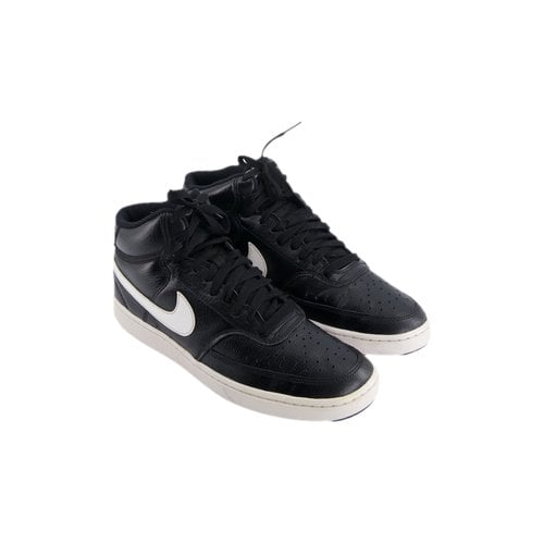 Pre-owned Nike Leather High Trainers In Black