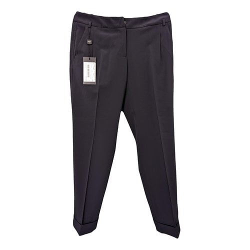 Pre-owned Max Mara Straight Pants In Navy