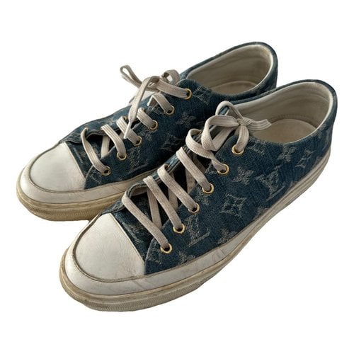 Pre-owned Louis Vuitton Time Out Leather Trainers In Blue
