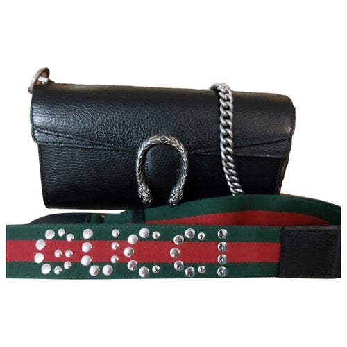 Pre-owned Gucci Dionysus Leather Handbag In Black