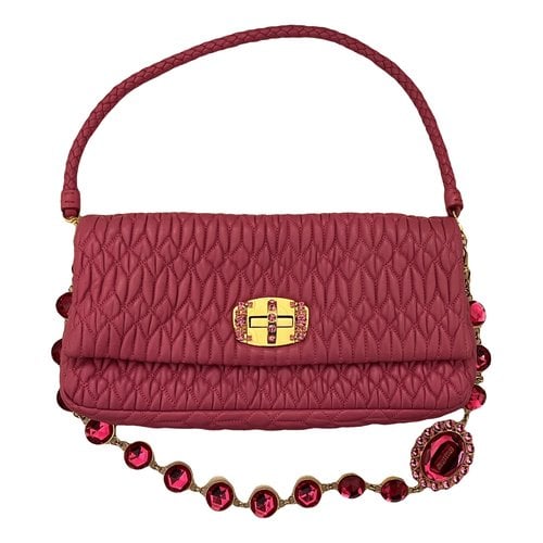 Pre-owned Miu Miu Miu Crystal Leather Handbag In Pink