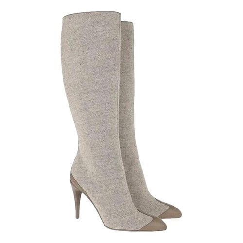 Pre-owned Max Mara Cloth Boots In Beige