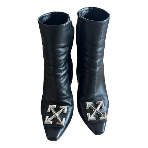 Pre-owned Off-white Leather Boots In Black