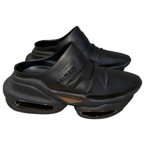 Pre-owned Balmain Leather Trainers In Black