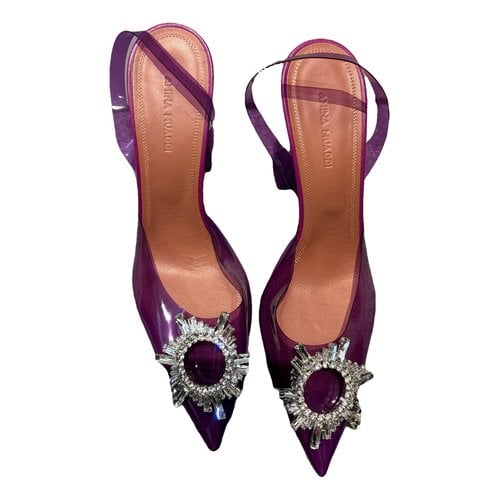 Pre-owned Amina Muaddi Begum Vinyl Sandals In Purple