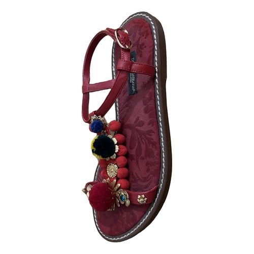Pre-owned Dolce & Gabbana Leather Sandals In Red