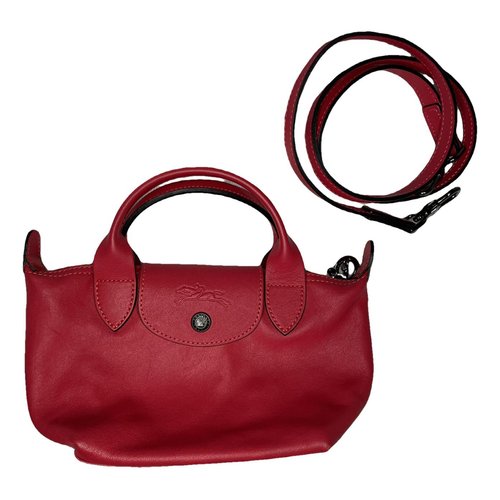 Pre-owned Longchamp Pliage Leather Crossbody Bag In Red