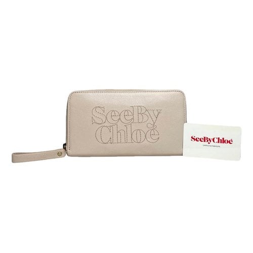 Pre-owned Chloé Marcie Leather Wallet In Beige