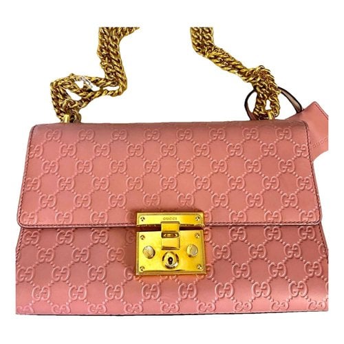 Pre-owned Gucci Padlock Leather Handbag In Pink