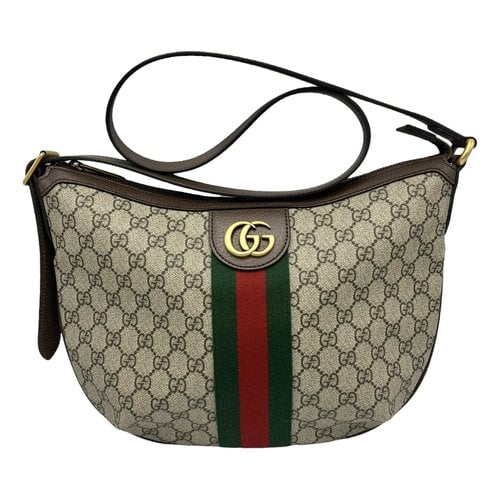 Pre-owned Gucci Ophidia Hobo Cloth Handbag In Beige