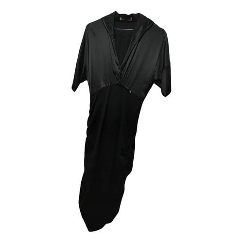 Pre-owned Annarita N Silk Mid-length Dress In Black