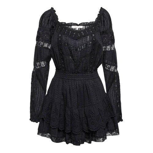 Pre-owned Loveshackfancy Mini Dress In Black