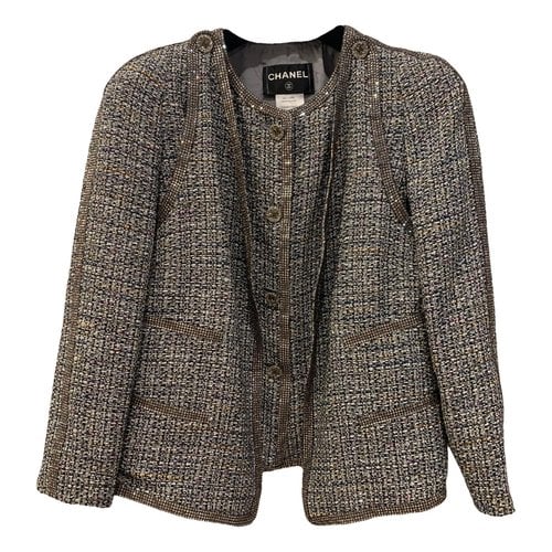 Pre-owned Chanel La Petite Veste Noire Tweed Jacket In Grey