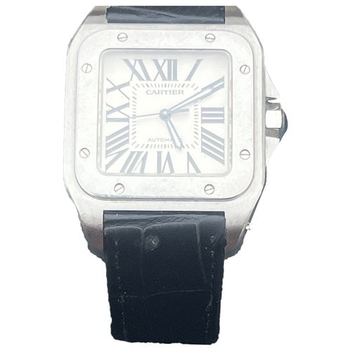 Pre-owned Cartier Santos 100 Xl Watch In White