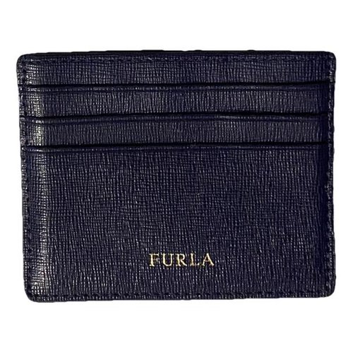 Pre-owned Furla Leather Card Wallet In Blue