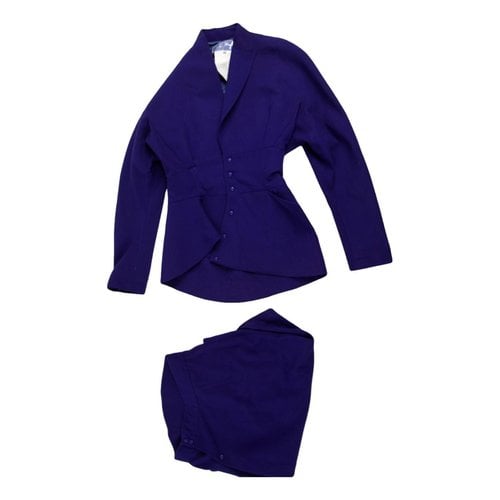 Pre-owned Mugler Wool Suit Jacket In Blue