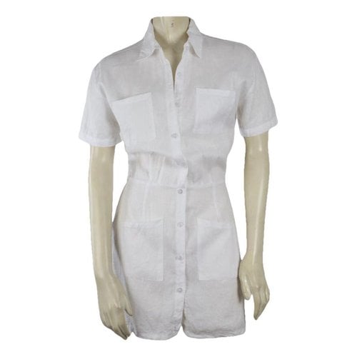 Pre-owned Posse Linen Mini Dress In White