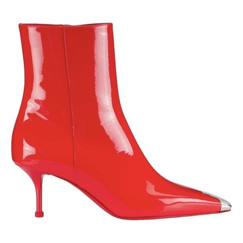 Pre-owned Alexander Mcqueen Patent Leather Boots In Red