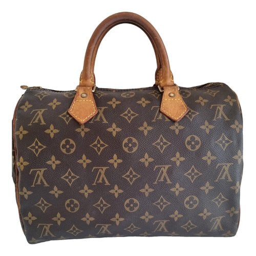 Pre-owned Louis Vuitton Speedy Bandoulière Cloth Handbag In Brown