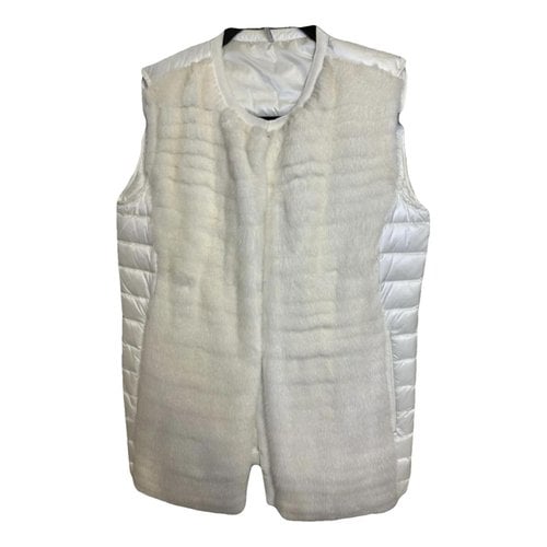 Pre-owned Moncler Sleeveless Mink Puffer In White