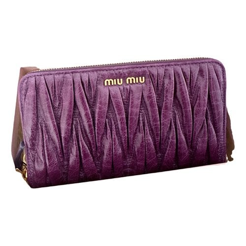 Pre-owned Miu Miu Leather Purse In Purple