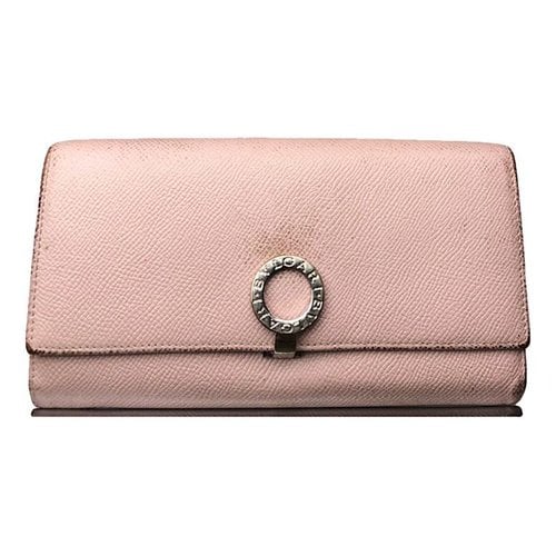 Pre-owned Bvlgari Serpenti Leather Wallet In Pink