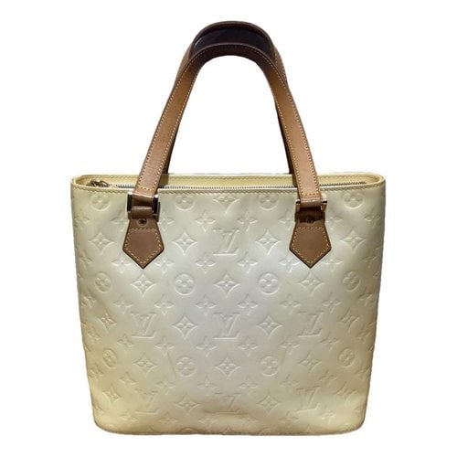 Pre-owned Louis Vuitton Houston Leather Handbag In Beige