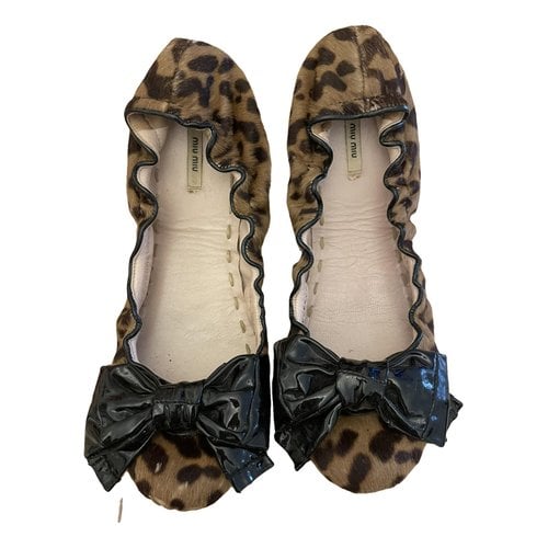 Pre-owned Miu Miu Pony-style Calfskin Ballet Flats In Other