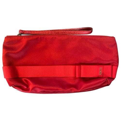 Pre-owned Fendi Silk Clutch Bag In Red