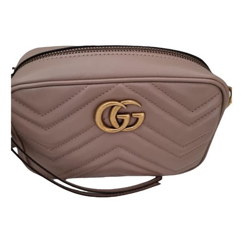 Pre-owned Gucci Gg Marmont Leather Crossbody Bag In Pink