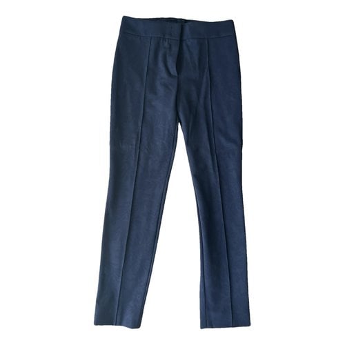 Pre-owned Escada Straight Pants In Navy