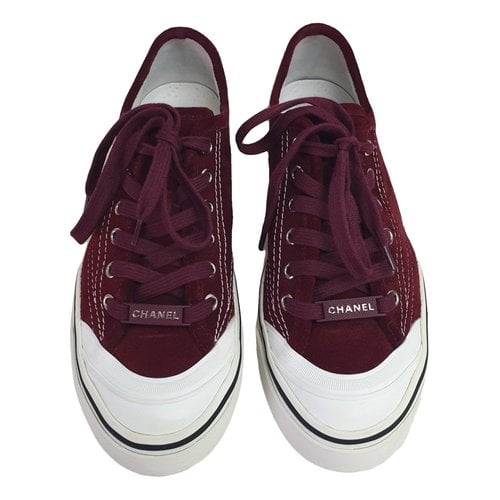 Pre-owned Chanel Trainers In Burgundy