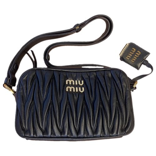 Pre-owned Miu Miu Matelassé Leather Crossbody Bag In Black