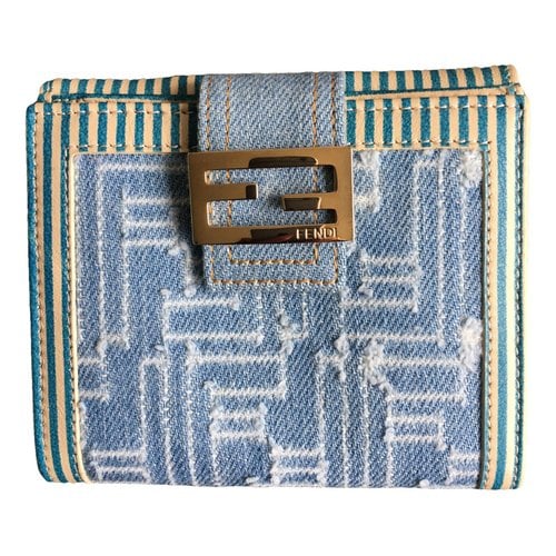 Pre-owned Fendi Cloth Wallet In Blue