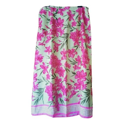 Pre-owned Oscar De La Renta Silk Maxi Skirt In Pink