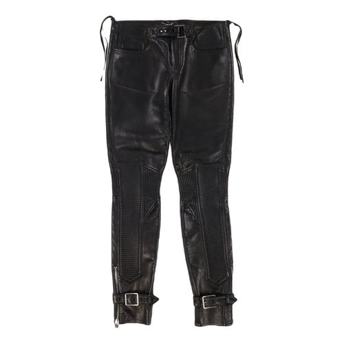 Pre-owned Saint Laurent Leather Trousers In Black